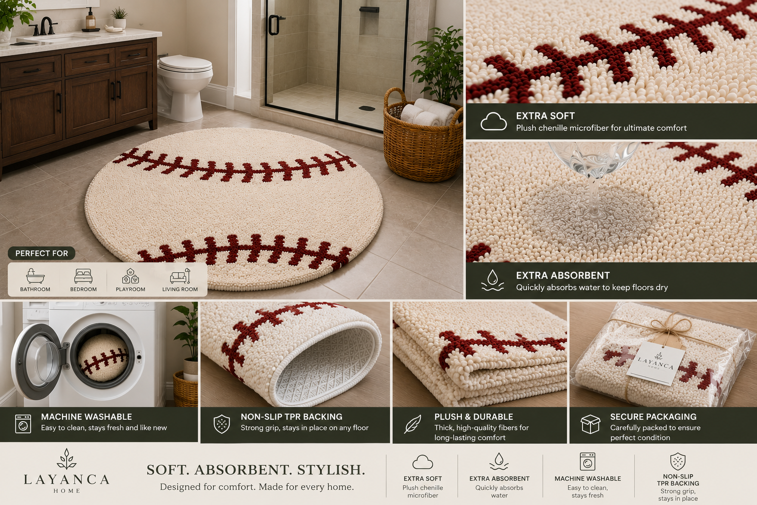 LAYANCA Baseball Rug